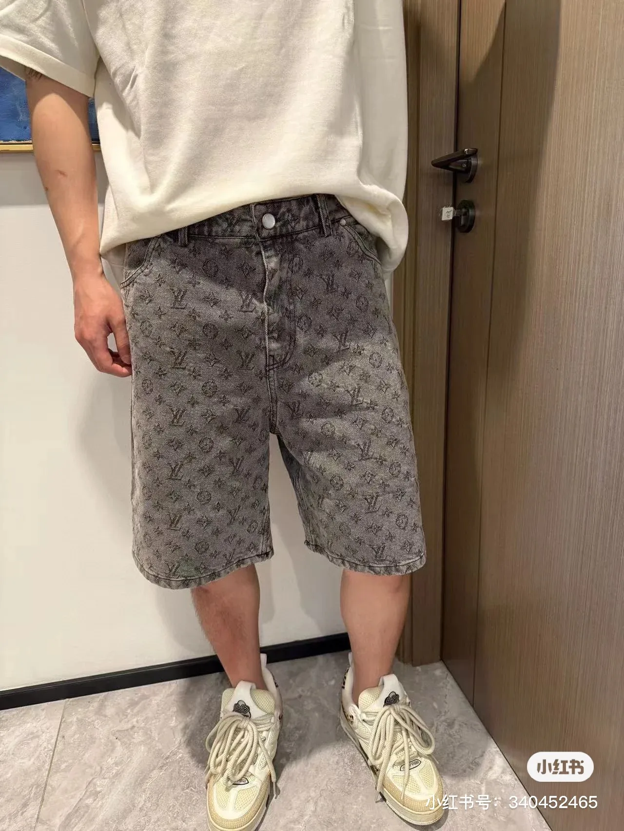 Louis Vuitton/Louis Vuitton 26ss dark pattern presbyopia suit denim shorts